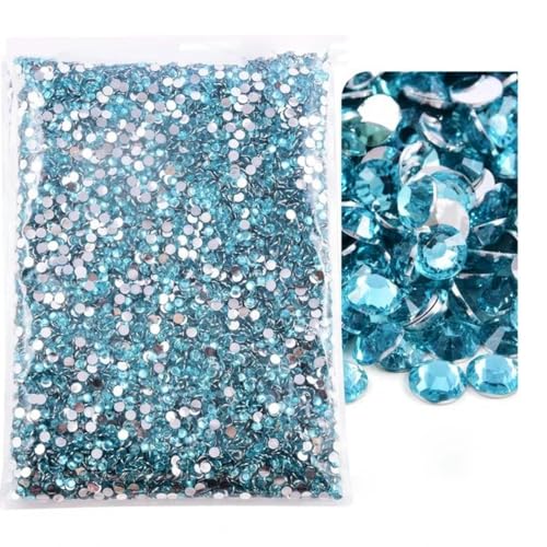 in großen Mengen, Glitzersteinchen mit Silber- und Gelee-Unterseite, nicht Hotfix-Strasssteine, flache Rückseite, für DIY-Hochzeitsdekorationen, Aquamarin, 5 mm SS20, 10.000 Stück von YLREAN