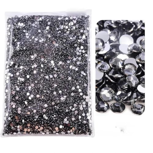 in großen Mengen, Glitzersteinchen mit Silber- und Gelee-Unterseite, nicht Hotfix-Strasssteine, flache Rückseite, für DIY-Hochzeitsdekorationen, Schwarzer Diamant, 4 mm SS16, 10.000 Stück von YLREAN