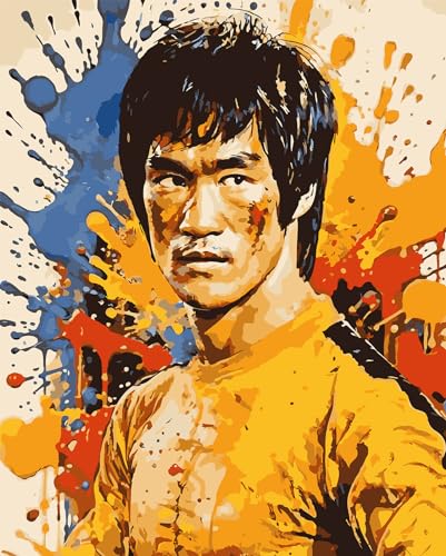 YLS Malen Nach Zahlen Erwachsene Kinder Anfänger, Handgemalt Ölgemälde Kit für Mädchen Jungen ab 7 8 9+ Jahre, DIY Promi-Fans Spielzeug als einen Kindergeburtstag Geschenk, 40 x 50cm (Bruce Lee) von YLS