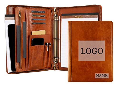 Leder Portfolio Padfolio, Vintage Leder Binder, 3 Ringbuch Padfolio Ordner Organizer, handgefertigtes personalisiertes Portfolio Notizbuch für Frauen, iPad Laptop Padfolio für Männer von YLYYHH