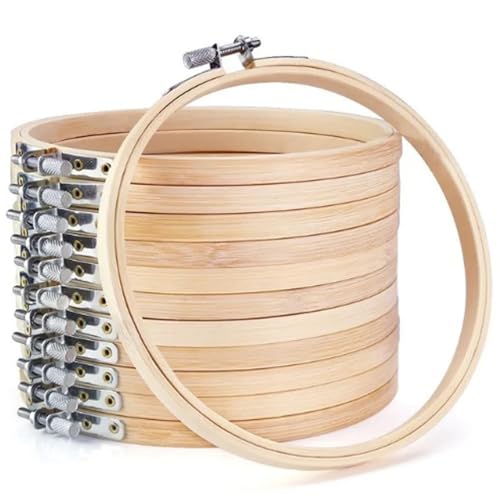 YLZCAM 10 Teile/Satz 10-30 cm Holz Stickrahmen Rahmen Set Bambus Stickerei Hoop Ringe for DIY Kreuz Stich Nadel Handwerk Werkzeug (Color : 27cm-10pcs) von YLZCAM