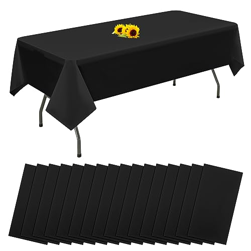 16 Packungen Einweg-Tischdecken Schwarz rechteckige Kunststoff-Tischdecke 137 cm x 274 cm Premium-schmutzabweisende/wasserdichte Tischdecken für Geburtstag,Hochzeit,Party,Grillen,Picknick-Dekoration von YMHPRIDE