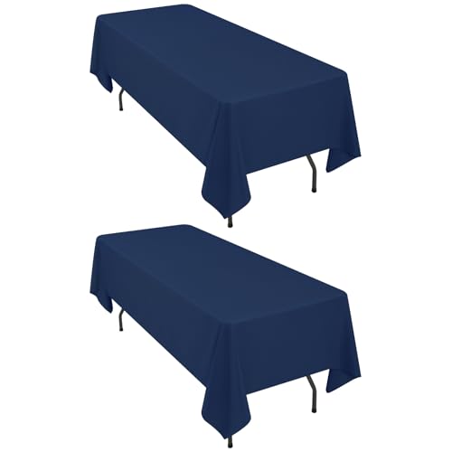 2er-Pack blau Tischdecken, 153 x 260 cm, Polyester-Gewebe, rechteckig, für 1,8 m große Tische, blau Tischdecken, Tischdecken für Hochzeit, Geburtstag, Party, Bankett-Tischdekoration von YMHPRIDE