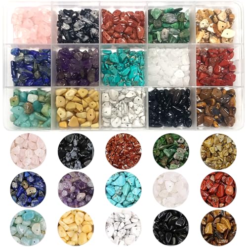 Naturstein Perlen Chip Stone Beads 5-8mm Unregelmäßige Perlen für die Schmuckherstellung Steine zum Basteln Armbänder Halsketten Ohrringe Dekorationen etc. von YMJD