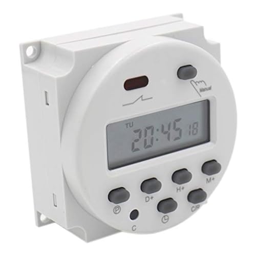 Zeitschaltuhr, digitaler LCD-Stromschalter, wöchentlich programmierbar, DC12 V, DC24 V, AC220 V, kommt mit 4 Drähten mit Klemmen (AC 220 V) von YMLOVE