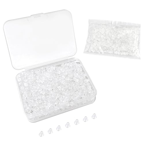 YMSDZHL Silikon-Ohrring-Verschlüsse für Ohrstecker, 4 mm, weich, transparent, Sicherheits-Rückpolster, Rücklaufstopper, Kugelkupplung, Stopper, Ersatz für Fischhaken, Ohrstecker, 300 Stück von YMSDZHL