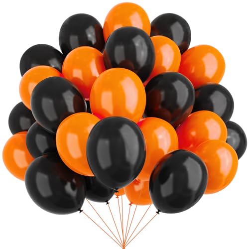 Orange und Schwarz Luftballons, Halloween Luftballons Set, 67pcs 12 Zoll Schwarz Orange Latex Ballons für Halloween Feier Trick or Treat Party Gruselige Geist Party Bar Jahrestag Abschlussfeier von YMSZ