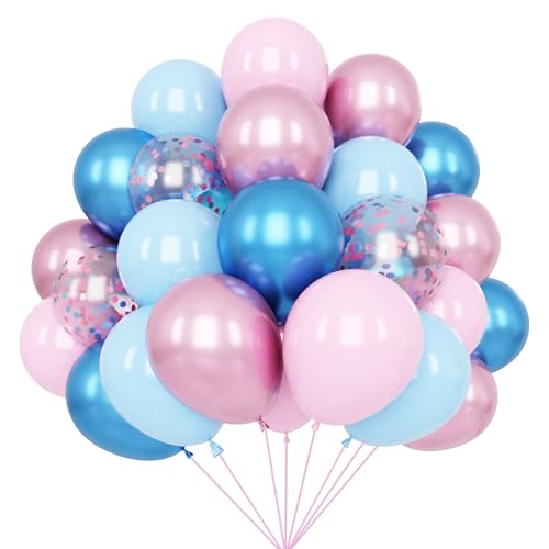 Rosa und Blau Luftballons, 67 12 Zoll Metallic Rosa und Blau Luftballons, Geschlecht Offenbarung Ballons für Jungen oder Mädchen Geschlecht Enthüllung Dekorationen Geburtstagsfeier Babyparty Jubiläum von YMSZ