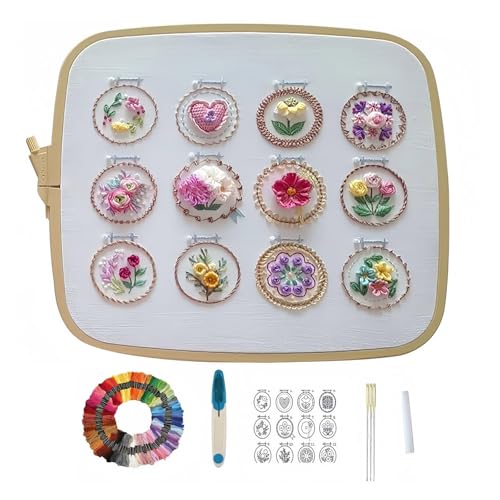 YMXQUP Nähsets 3D Blumen Sticksets Mit Muster Handgefertigte Kleine Blumenrahmen Stickerei Starter Sets Für Damen von YMXQUP