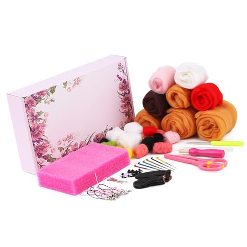 YMXQUP Schöne Nadelfilz Kits Wolle Roving Set Nadelfilz Starter Kits Mit Filzwerkzeug Nadelfilzzubehör von YMXQUP