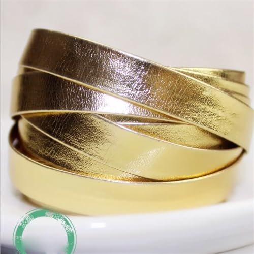 5 Meter Gold geflochtenes PU-Lederband, 5/8/10/15/20 mm flaches Lederband, Schnur, Seil, DIY-Halskette, Armbandherstellung. (Color : Gold, Size : 8mm) von YMYGCC