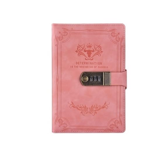 YMYGCC 200 Seiten Retro Passwort Buch mit Schloss Tagebuch verdickt kreative Hand Ledger Student Notizblock Briefpapier Notizbuch(Pink) von YMYGCC