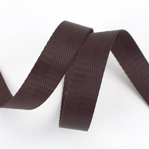 YMYGCC Gurtband 10 Meter Fischgrätenmuster 20 mm Nylon-Gurtband, Bänder, Hundehalsband, Rucksack, Rucksackgurt, Gürtelband, Schrägband, DIY-Nähzubehör 269(Coffee) von YMYGCC