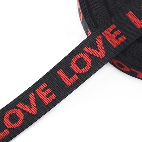 YMYGCC Gurtband 10M 25mm Nylon Gurtband Jacquard Love Tape Band DIY Tasche Schultergurt Besätze Kleidungsstück Dekor Spitze Gurtband Nähen Zubehör 269(Red) von YMYGCC