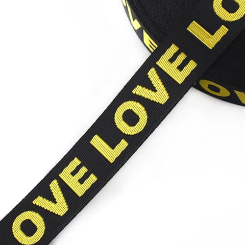 YMYGCC Gurtband 10M 25mm Nylon Gurtband Jacquard Love Tape Band DIY Tasche Schultergurt Besätze Kleidungsstück Dekor Spitze Gurtband Nähen Zubehör 269(Yellow) von YMYGCC