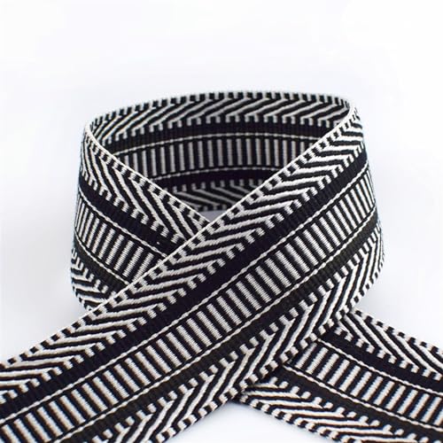 YMYGCC Gurtband 3,0 Meter Polyester 5 cm 2 mm Dickes Jacquard-Gurtband, Taschengurt, Gürtelbänder for DIY-Kleidung, Schrägband, Nähzubehör 269(Black) von YMYGCC