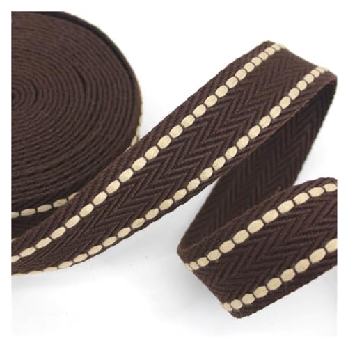 YMYGCC Gurtband 5 Meter 38 mm 2,30 mm Dickes Polyester-Baumwoll-Gurtband Hochfestes Rucksackgurtband Nähband Schrägband 269(Brown) von YMYGCC