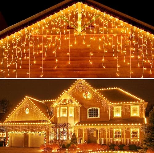 YMing Lichtervorhang Aussen 10M 400 LED, Halloween Lichterkette Verknüpfbar, LED Lichterkette Außen Innen mit Timer für Weihnachten Zimmer Party Garten Deko, Weihnachten, Hochzeit, Party von YMing