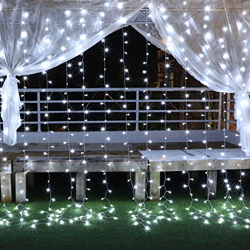 YMing Lichtvorhang 3x3m 300 LED Wasserfalllichter mit 8 Lichtmustern Wasserdichter Lichtvorhang für Garten- und Innendekorationen im Freien, Neujahr, Party, Hochzeiten von YMing