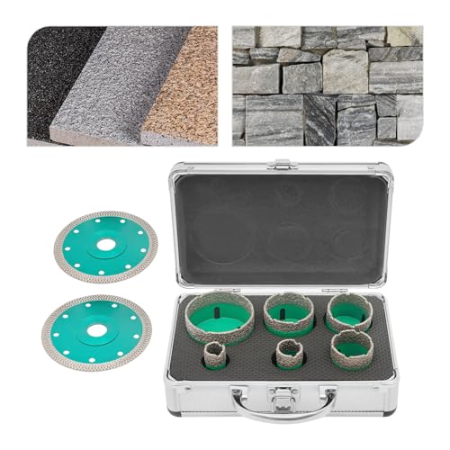 Diamant Fliesen Bohrer Set Bohrer 20-68mm Diadisk Winkelschleifer Diamant Loch Säge Kit, 13PCS Diamant Kern Bohrer Set 20/25/40/45/50/68 mm 2 Diamant Sägeblätter 125 mm von YNAADYH