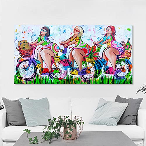 DIY 5D Diamant Gemälde Große Kits Malen nach Zahlen, dicke Dame auf dem Fahrrad Diamant Malerei Strass Erwachsene Stickerei Kreuzstich Leinwand Supply Kunst für Home Dekor Square Drill 12x36inch von YNGBAAO