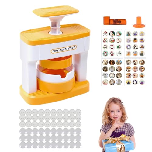 YNPQTDS Badge Machine with CircleCutter, Button Badge Maker Machine with 48pcs Button Parts, Press Machine Badge Punch Press, Button Maker Machine, Pin Badge Maker Kids, DIYPin Badge Button Maker von YNPQTDS