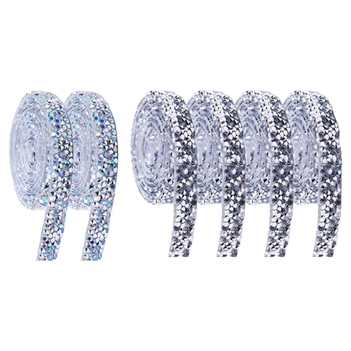 Strassband Selbstklebend Selbstklebende Kristall Strass Diamant Band Glitzerband Strassband DIY Dekoration Bling Aufkleber Strasssteine Strassband Bling Glitzersteine Selbstklebend 6 Stücke von YNR