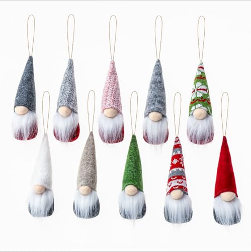 10 Pack Christmas Tree Hanging Gnomes, Plush Santa Elf Ornaments for Holiday Decor, Xmas Tree Decorations, Ideal Gift for Christmas von YOAILAIL