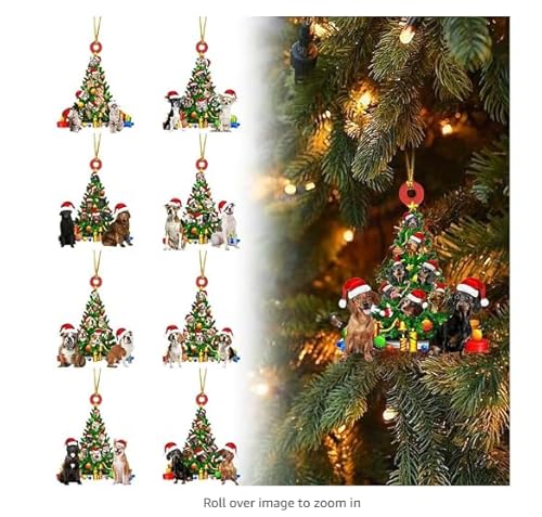 18 pcs Dog Christmas Ornaments, Acrylic Xmas Hanging Ornaments, Funny Dog Decorations for Christmas Tree, Pet Lovers Gift, Car Rear View Mirror Accessory von YOAILAIL