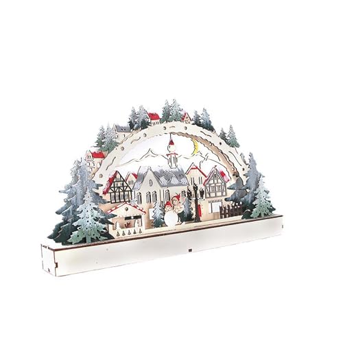 Pre-Lit Wooden Christmas Village – Plug-In/Battery-Operated Winter Fireplace Decoration, Hand-Painted von YOAILAIL