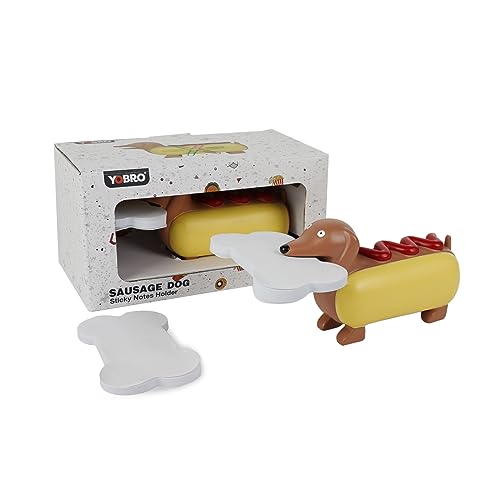 YOBRO Hotdog Puppy Notes Sticky Notes Holder-Novely Dog Notepad Dispenser |Stationery Gift Idea for Dog&Hotdog Lover | Cute Desktop Organiser -with Fun Memo Stick Note Pads von YOBRO