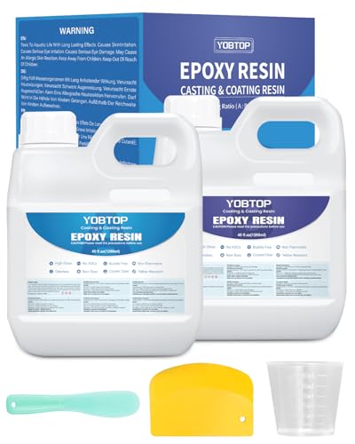 YOBTOP Epoxidharz Set, 2370ml/80oz Epoxidharz mit Härter Glasklar Gießharz Nicht Giftig Geruchsarm Blasenfrei Resin Gießharz für DIY Kunst, Schmuck, Untersetzer, Tischplatten, Holz, Anfänger 1:1 von YOBTOP