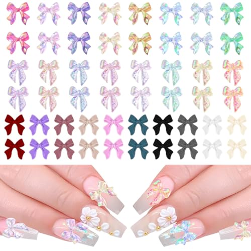 YOCDNOV 100 Stück 3D Nageldekorations Sets - 3D Nail Art Dekorationen, Schleifen Nagelzubehör Nagel Strassstein für Nagelkunst Handwerk Und Strasssteine für Nägel DIY Handyhülle Dekoration von YOCDNOV