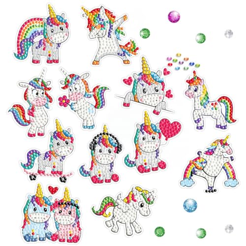 YOCDNOV 12-teiliges Diamantgemälde für Kinder – 3D-Diamantgemälde Einhorn zum Selbermachen, Einhorn-Design, für Kinder und Erwachsene, für Kinder und Erwachsene von YOCDNOV