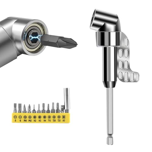 105 Degree Right Angle Drill Adapter, 2025 New Right Angle Drill Attachment with Multi-Function Bend Screwdriver Bit, 1/4" Hex Shank Driver Angle Drill Attachment, Drill Bit Adapter (Long) von YODAOLI