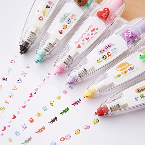 DIY Lace Decoration Tape Pen, 2023 New Cute Scrapbooking Diary Decorative Correction Tapes, Crapbooking Cartoon Stickers Diary Decor Tape, Correction Tape DIY Lace Decorative Sticker Pen (6Pcs) von YODAOLI