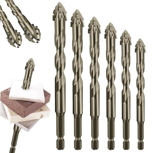 Four-Flute Sawtooth Eccentric Drill Bit,Four-Edged Serrated Eccentric Drill for Tiles,Metal,Wood,Marble,Concrete Wall(4+5+6+8+10+12mm) von YODAOLI