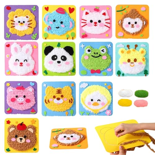 YODAOLI DIY Embroidery Doll Set, Townscloud DIY Embroidery Doll Set, Cartoon Animal Sewing Craft Kit, Beginner Sewing Kit for Kids (12pcs) von YODAOLI