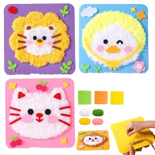 YODAOLI DIY Embroidery Doll Set, Townscloud DIY Embroidery Doll Set, Cartoon Animal Sewing Craft Kit, Beginner Sewing Kit for Kids (3pcs-a) von YODAOLI