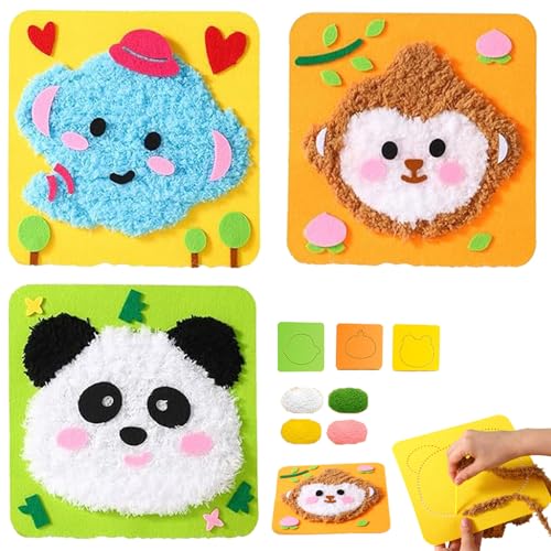 YODAOLI DIY Embroidery Doll Set, Townscloud DIY Embroidery Doll Set, Cartoon Animal Sewing Craft Kit, Beginner Sewing Kit for Kids (3pcs-d) von YODAOLI