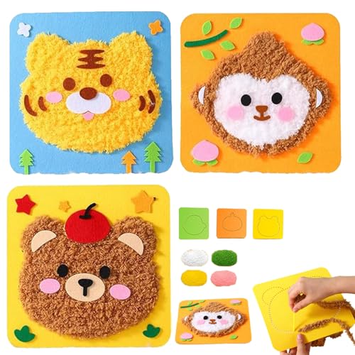 YODAOLI DIY Embroidery Doll Set, Townscloud DIY Embroidery Doll Set, Cartoon Animal Sewing Craft Kit, Beginner Sewing Kit for Kids (3pcs-e) von YODAOLI