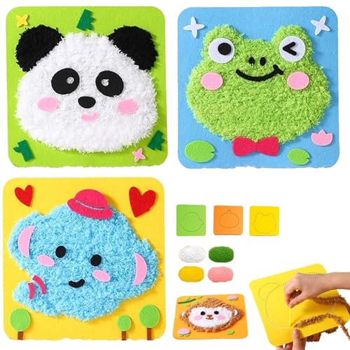 YODAOLI DIY Embroidery Doll Set, Townscloud DIY Embroidery Doll Set, Cartoon Animal Sewing Craft Kit, Beginner Sewing Kit for Kids (3pcs-f) von YODAOLI