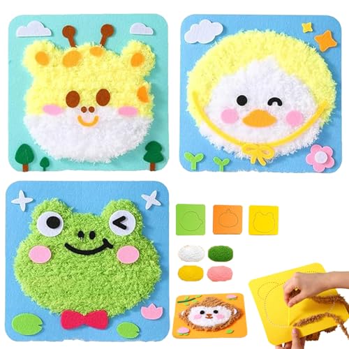 YODAOLI DIY Embroidery Doll Set, Townscloud DIY Embroidery Doll Set, Cartoon Animal Sewing Craft Kit, Beginner Sewing Kit for Kids (3pcs-g) von YODAOLI