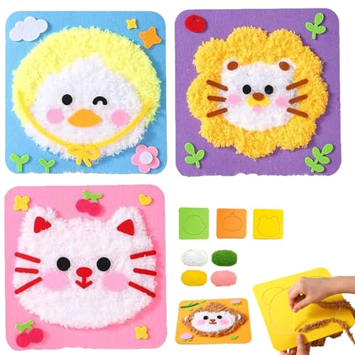 YODAOLI DIY Embroidery Doll Set, Townscloud DIY Embroidery Doll Set, Cartoon Animal Sewing Craft Kit, Beginner Sewing Kit for Kids (3pcs-i) von YODAOLI