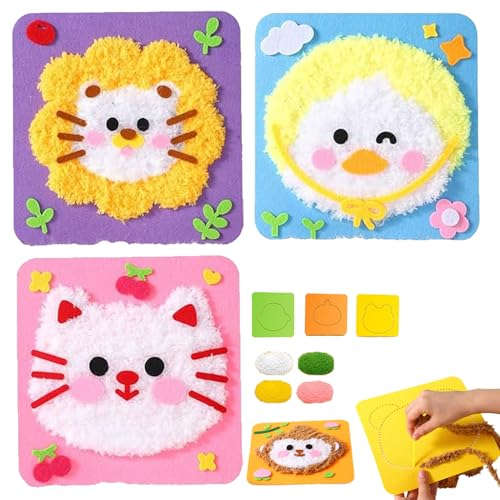 YODAOLI DIY Embroidery Doll Set, Townscloud DIY Embroidery Doll Set, Cartoon Animal Sewing Craft Kit, Beginner Sewing Kit for Kids (3pcs-j) von YODAOLI