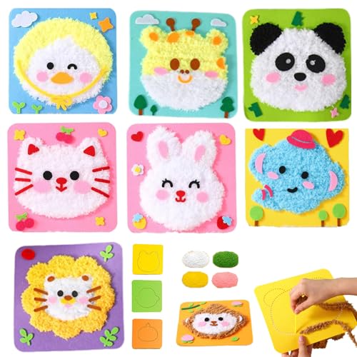 YODAOLI DIY Embroidery Doll Set, Townscloud DIY Embroidery Doll Set, Cartoon Animal Sewing Craft Kit, Beginner Sewing Kit for Kids (7pcs-b) von YODAOLI