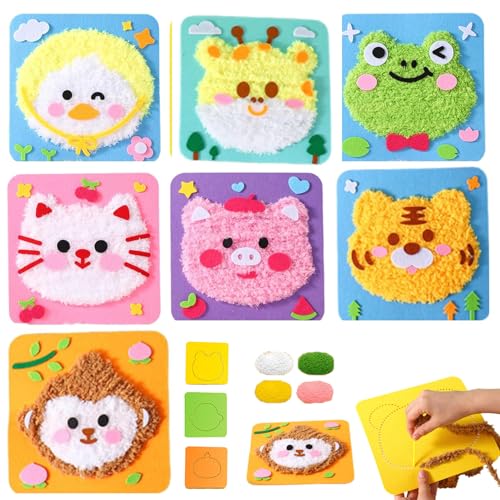 YODAOLI DIY Embroidery Doll Set, Townscloud DIY Embroidery Doll Set, Cartoon Animal Sewing Craft Kit, Beginner Sewing Kit for Kids (7pcs-c) von YODAOLI