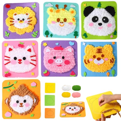 YODAOLI DIY Embroidery Doll Set, Townscloud DIY Embroidery Doll Set, Cartoon Animal Sewing Craft Kit, Beginner Sewing Kit for Kids (7pcs-d) von YODAOLI