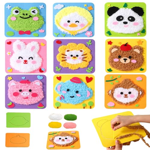 YODAOLI DIY Embroidery Doll Set, Townscloud DIY Embroidery Doll Set, Cartoon Animal Sewing Craft Kit, Beginner Sewing Kit for Kids (9pcs) von YODAOLI