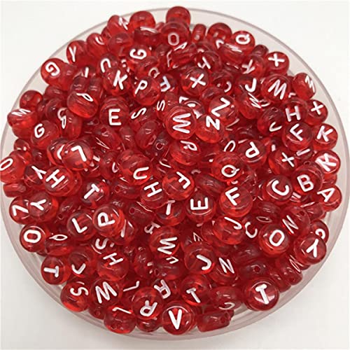 100pcs 7mm Buchstaben Perlen Bunte Mischung Ovale Form 26 Alphabet Charms DIY Perlen Für Armband Halskette Schmuck Machen-Rot von YOENYSDFLI